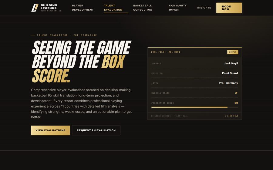 Building Legends secondary page