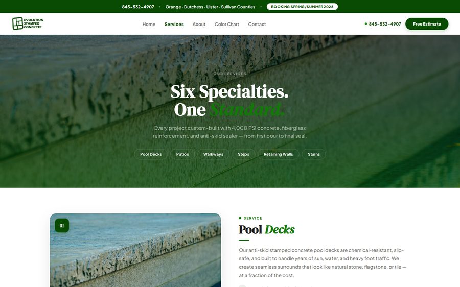 Evolution Stamped Concrete secondary page